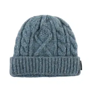 Custom Woven Label Cable Knit Cuffed Beanie, Blue AG-UWBN26024-2
