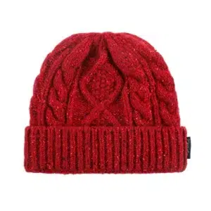 Custom Woven Label Cable Knit Cuffed Beanie, Red AG-UWBN26024-1, main view